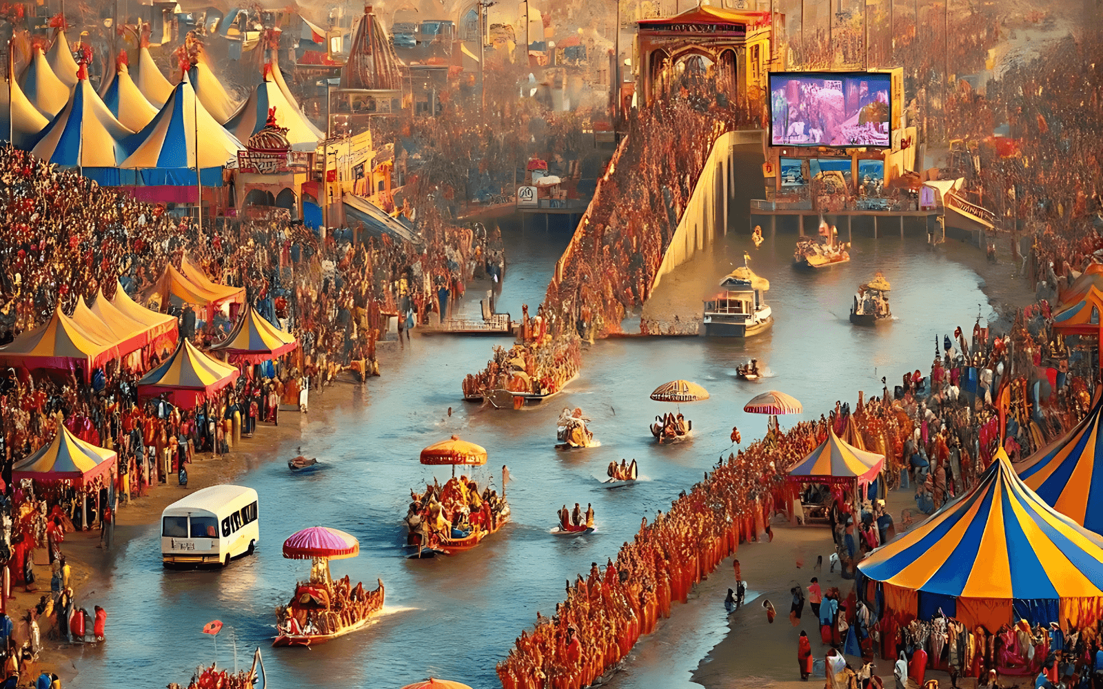 Devotees participating in Makar Sankranti Shahi Snan 2025, the first royal bathing of Kumbh Mela in Prayagraj.